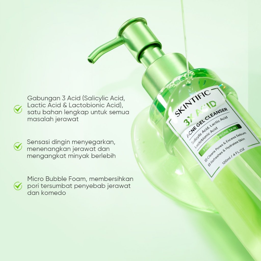 Skintific 3in1 Acne Set Cleanser Gel Sunscreen - Gambar 2