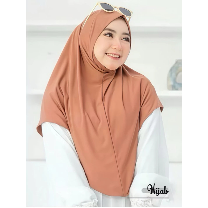 Hijab Dagu Malaysia Soft Ped Bahan Jersey Premium Label Akrilik Warna Emas Jilbab Hijab Bergo Instan - Gambar 2