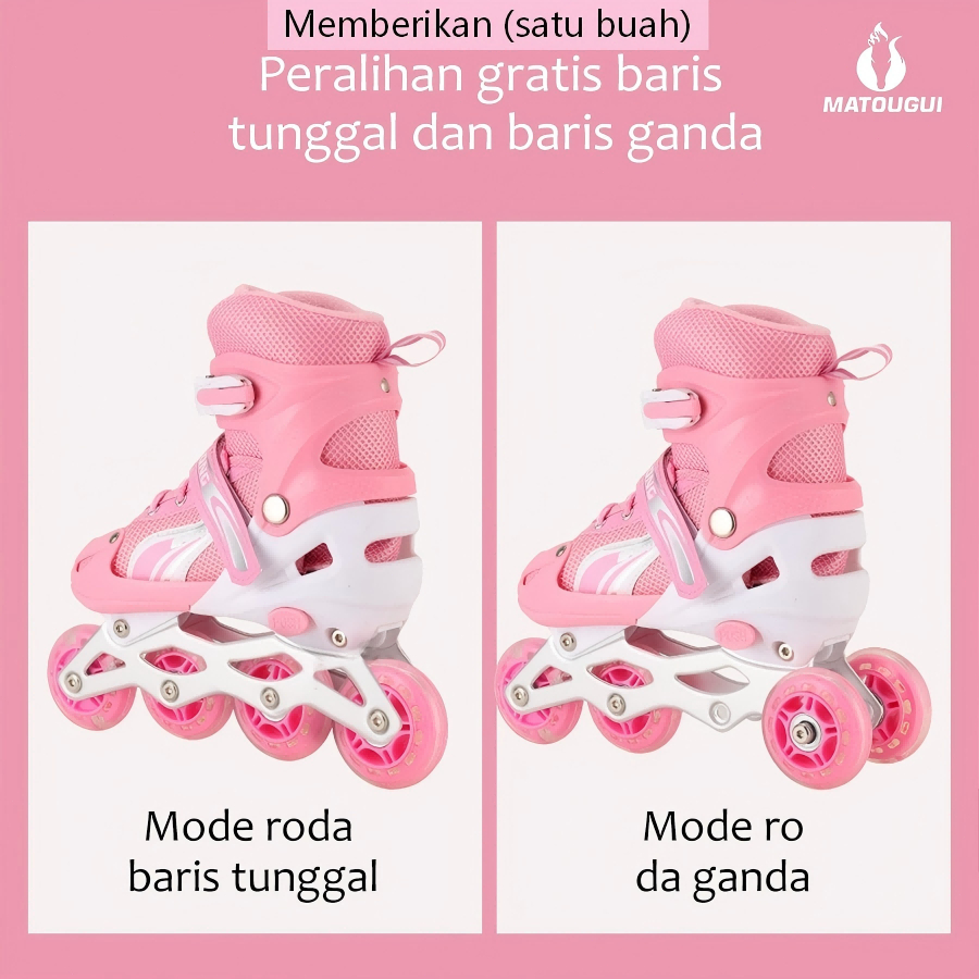 MTG-sepatu roda Oxelo/Sepatu anak laki-laki dan perempuan/sepatu roda pemula dan dwasaa,lampu kedip/tidak licin/anti goyang/lnline skate/star/ukuran dapat disesuaikan/pu/gaya bajaj/mode skateboard - Gambar 4