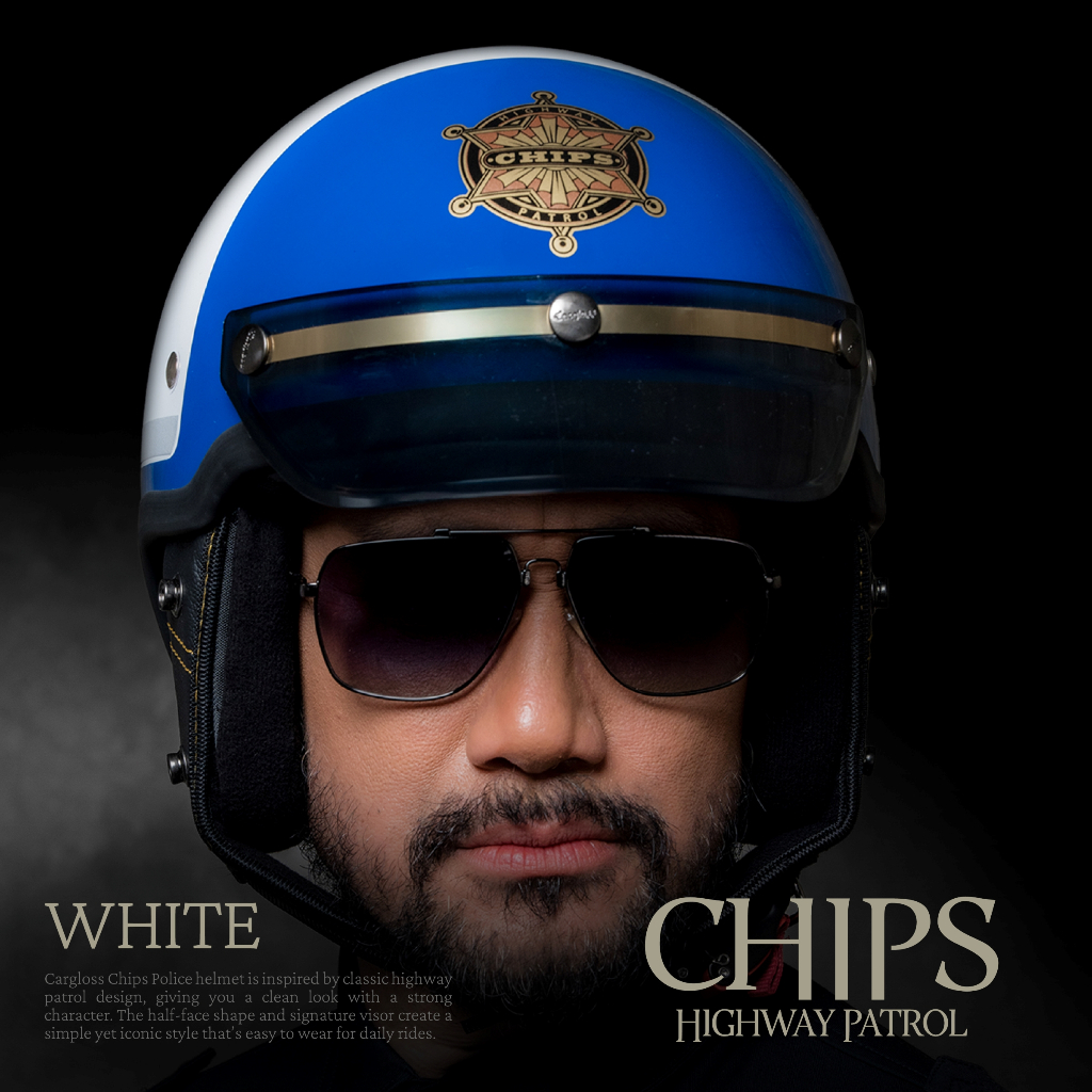 Cargloss CFS Chips Patrol Retro Helm Half Face - White - Gambar 2