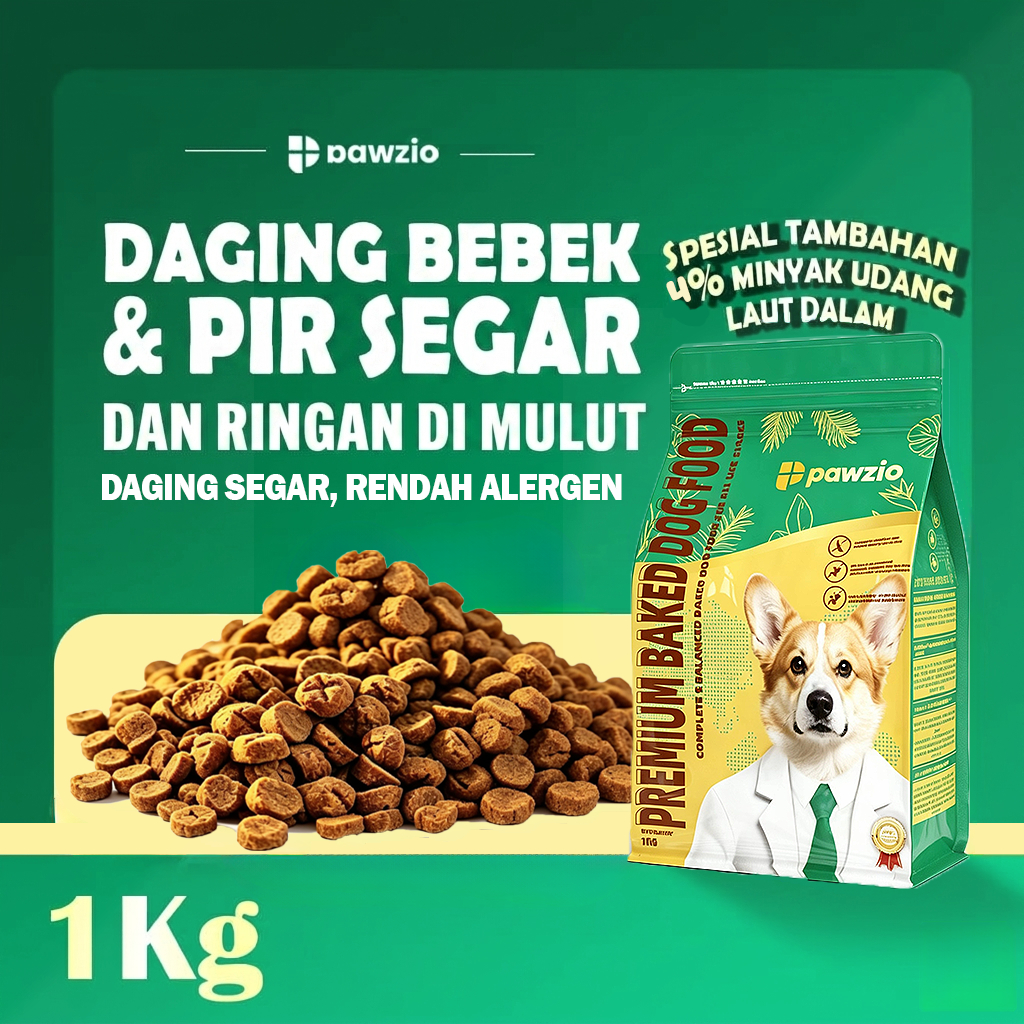 Pawzio Premium Baked Dogfood Makanan Anjing Kaya Protein & Superfood untuk Tubuh Sehat & Berotot