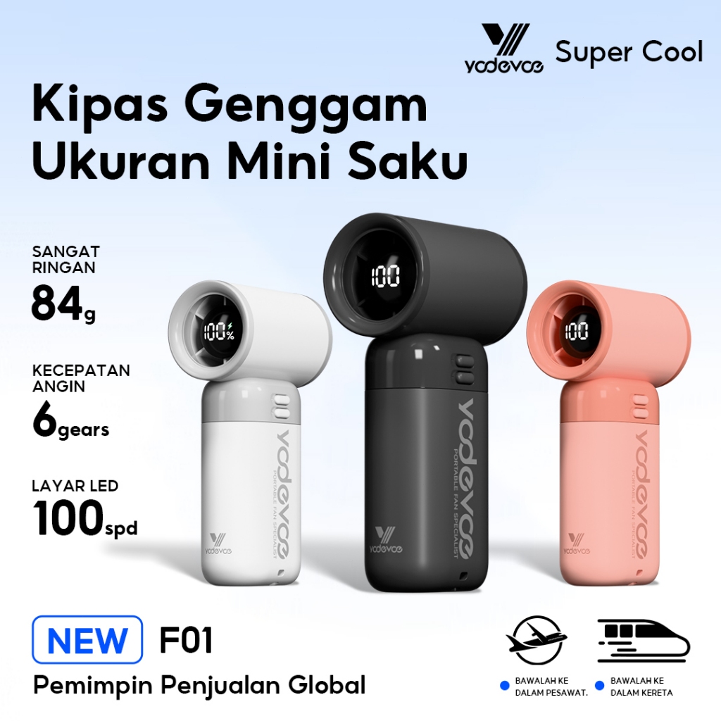 Yodevoe F01 Mini kipas Strong Portable Wind 100 Gear Wind Speed kipas angin Adjustable Turbo kipas tangan High Speed 20000RPM