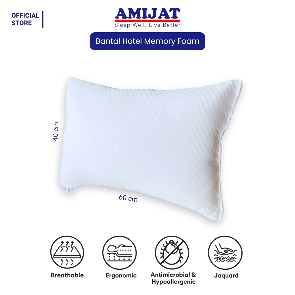 Amijat - Bantal Hotel Memory Foam Bantal Dewasa Bantal Tidur Anti Kempes Nyaman - Gambar 4