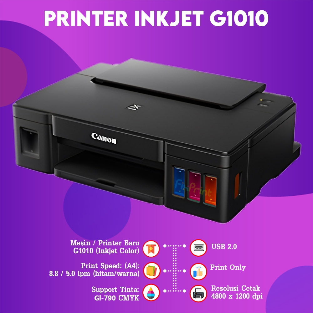 FixPrint Printer Canon G1730 G1737 G1010 Single Function PIXMA Garansi Resmi / Deskjet Canon E470 E410 Cartridge Print Scan Copy A4 Wireless Color - Gambar 2