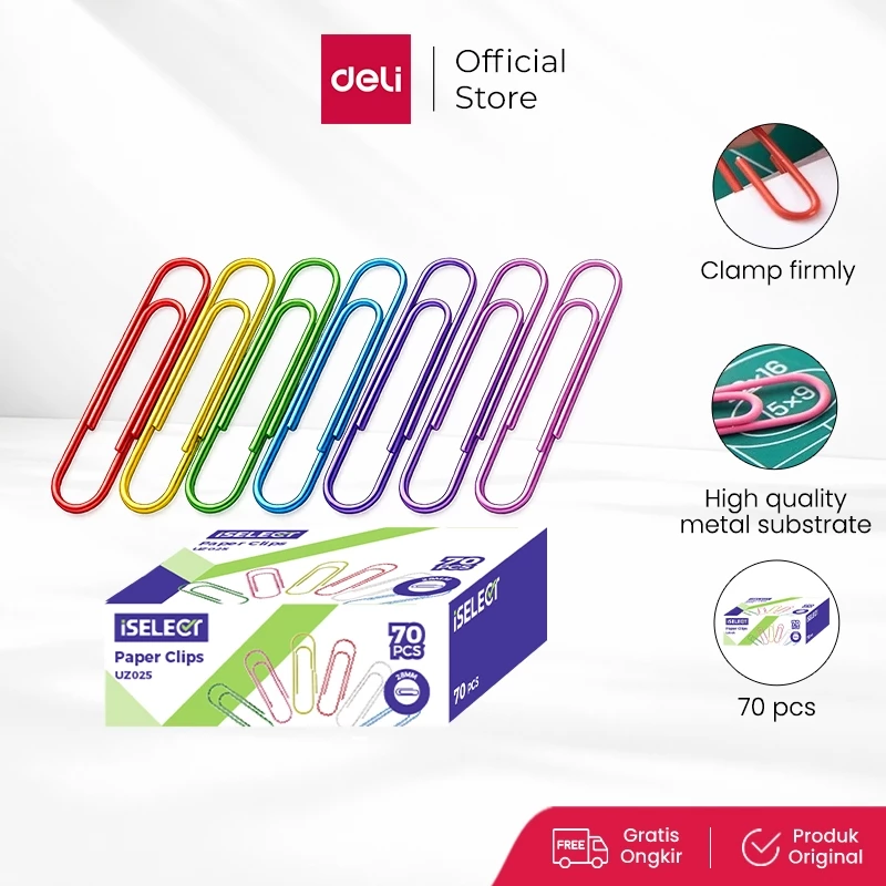 Deli I-Select Klip Kertas Kantor / Office Paper Clip 100pcs UZ020