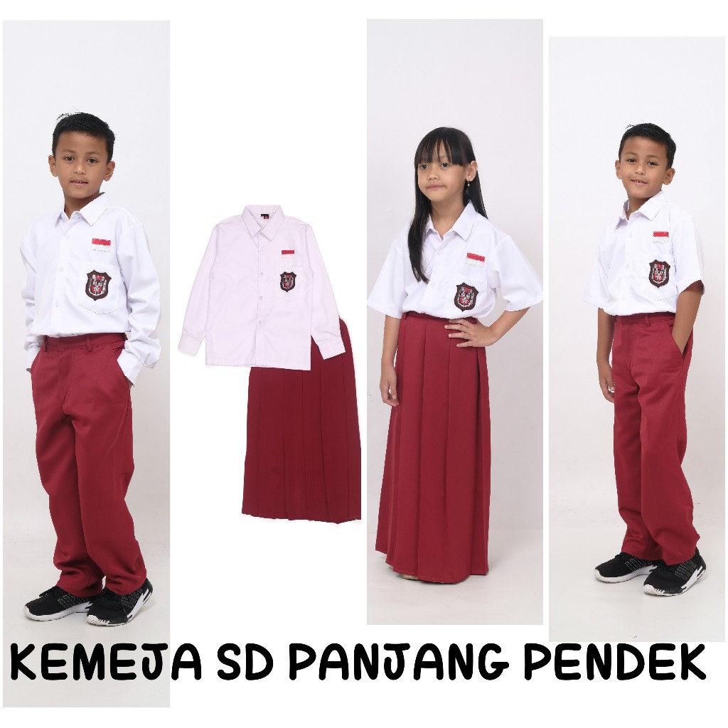KEMEJA SERAGAM SEKOLAH SD MI PENDEK PANJANG PRIA WANITA WARNA PUTIH BAHAN PREMIUM TEBAL - Gambar 3