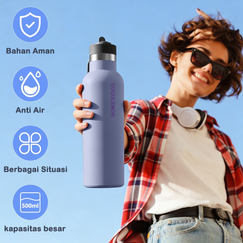 CucuLemon Tumblr Termos Stainless Steel Vacuum Bottles 1Liter Botol Minum - Gambar 3