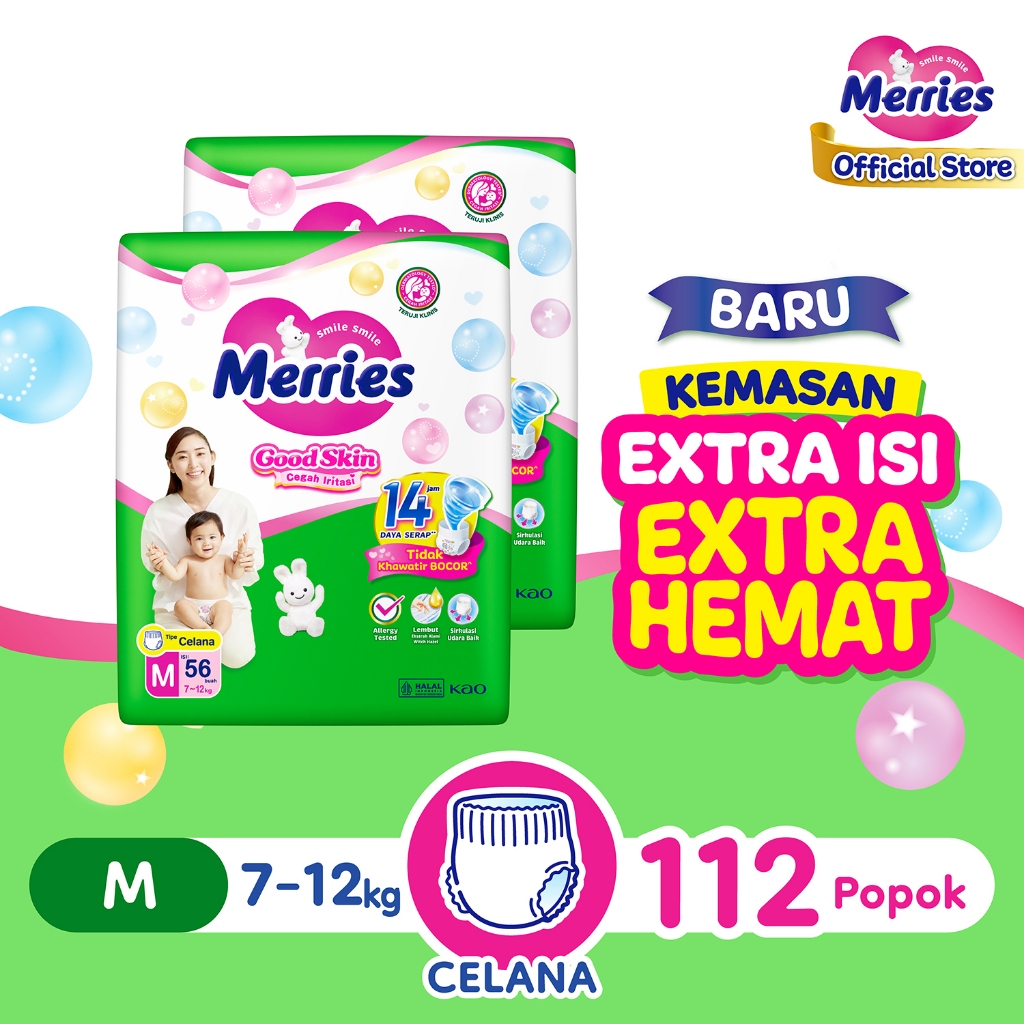 Merries Good Skin Pants Popok Bayi Perlengkapan Bayi M(7-12)kg Isi 56 Buah Twinpack