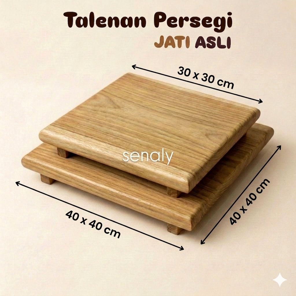 Talenan Jati Asli Model Persegi Alas Kaki Cutting Board Teak Wood - senaly -