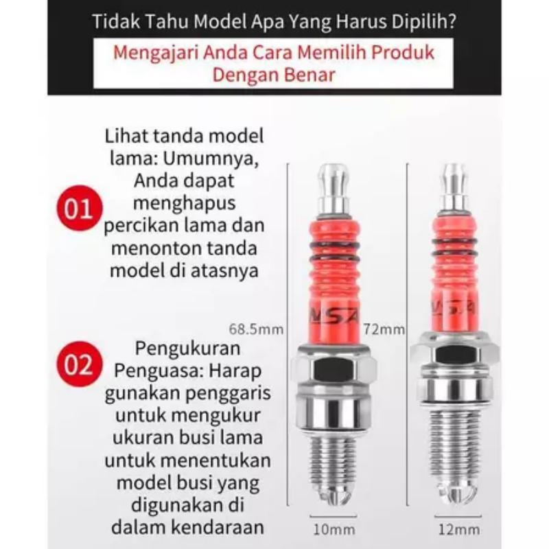 Busi racing kaki 3 drat pendek performa tinggi untuk mio grand supra x jupiter vega shogun A7TC D8TC B8TC F7TC L7T - Gambar 2