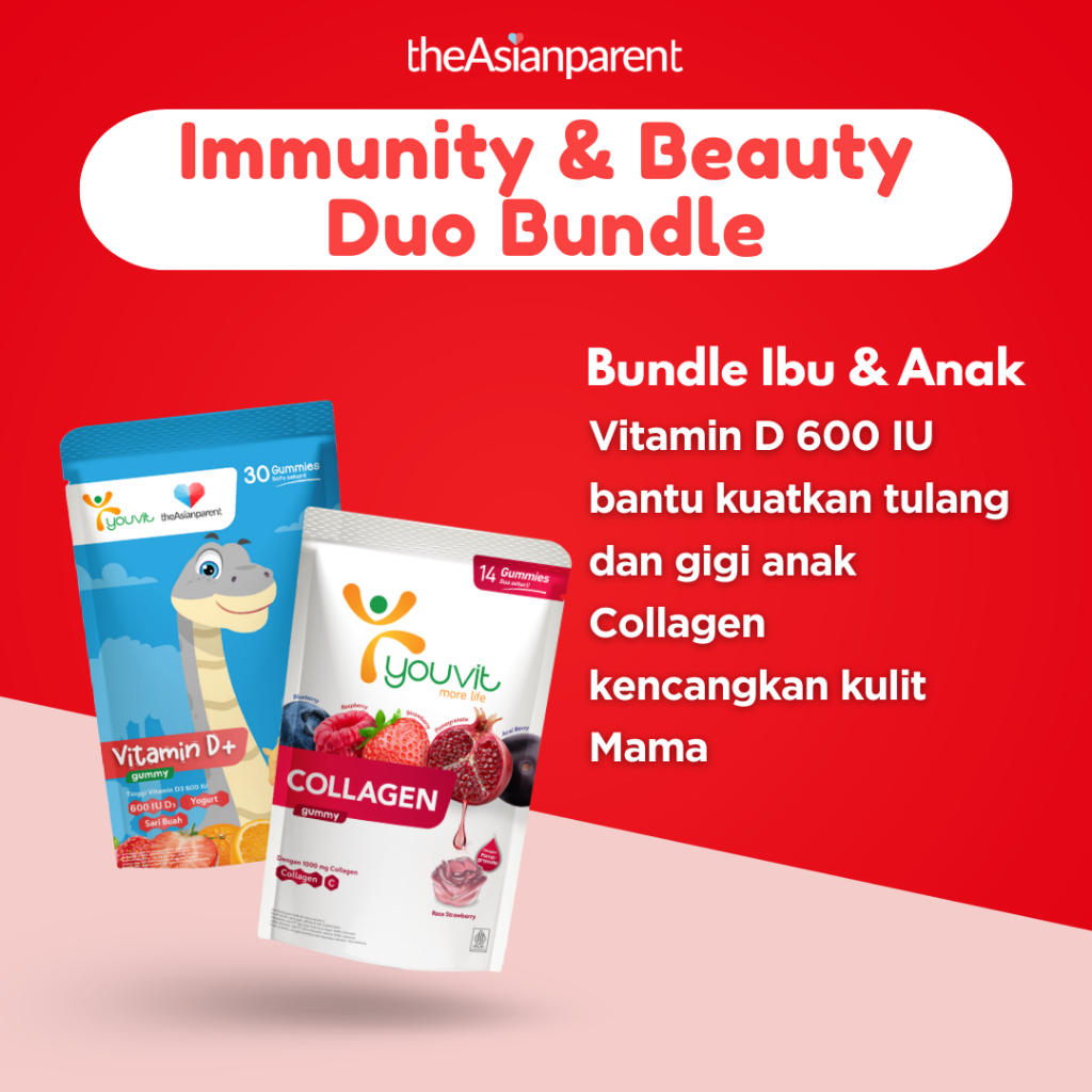Youvit Vitamin D Kids 30 Days dan Collagen 7 Days - Bundling Vitamin Ibu Anak Immunity & Beauty Duo Bundle
