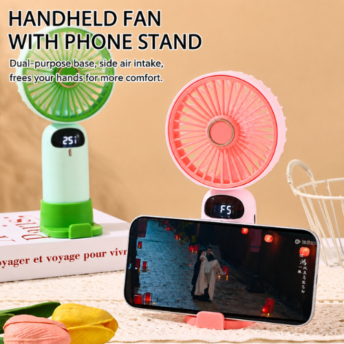 Kipas Angin Mini Stand Holder 5 Speed USB Type-C Kipas Mini Portable Handheld Fan Display LED - Gambar 2