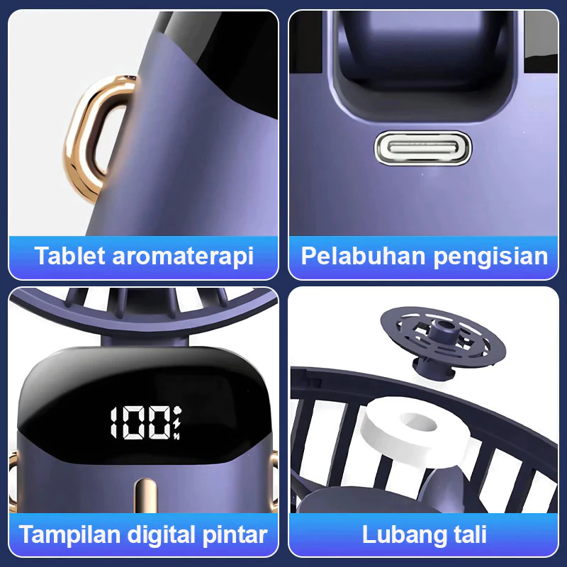 Kipas Angin Mini Portable Turbo Digital / Kipas Angin Lipat Genggam Portabel LED Digital Simple Terbaru Viral - Gambar 4
