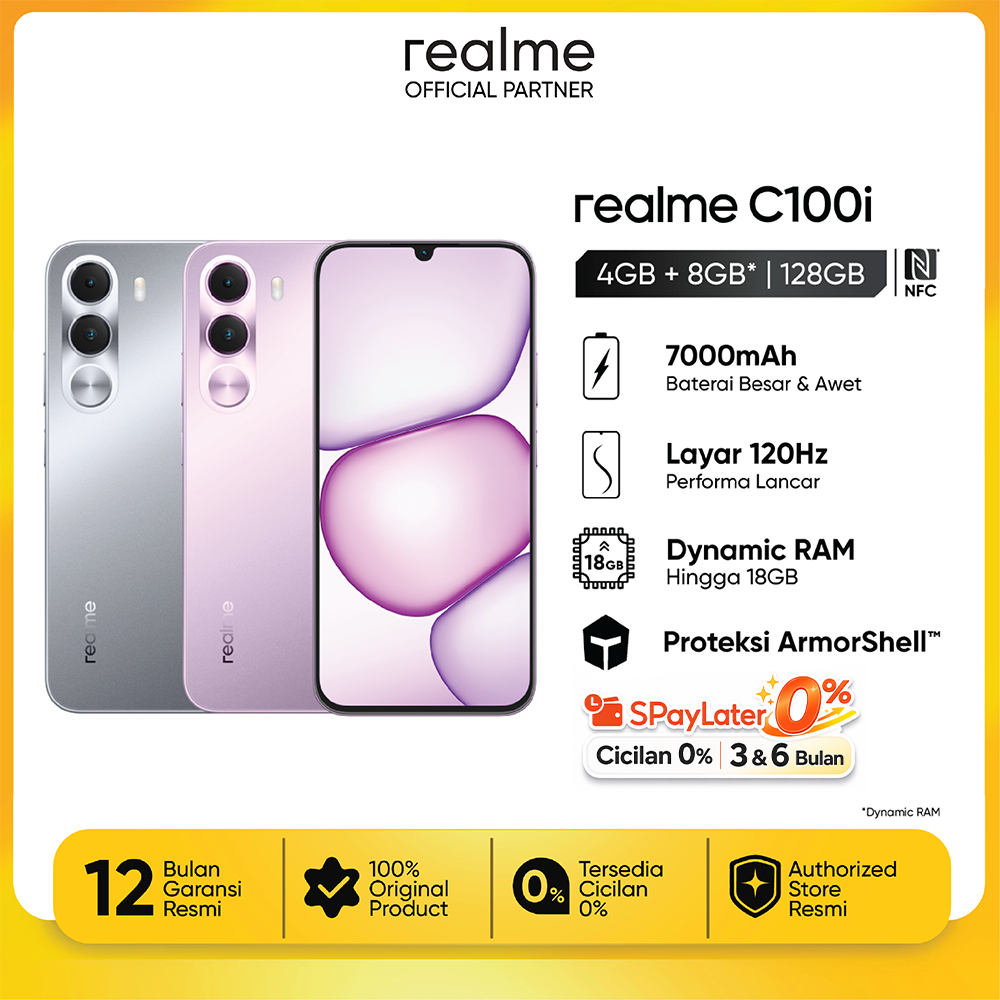 realme C100i 4GB+8GB*|128GB (7000mAh Titan Battery | 120Hz Ultra Smooth Display | ArmorShell Protection | IP64 Dust & Water Resistance)