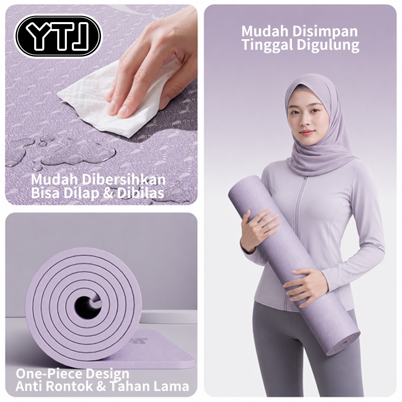 YTJ Matras Yoga EVA Premium Anti Selip 2 Sisi Peredam Suara Anti Goyang Untuk Pemula/Guru Yoga Uk 183x61cm Tebal 6MM - Gambar 3