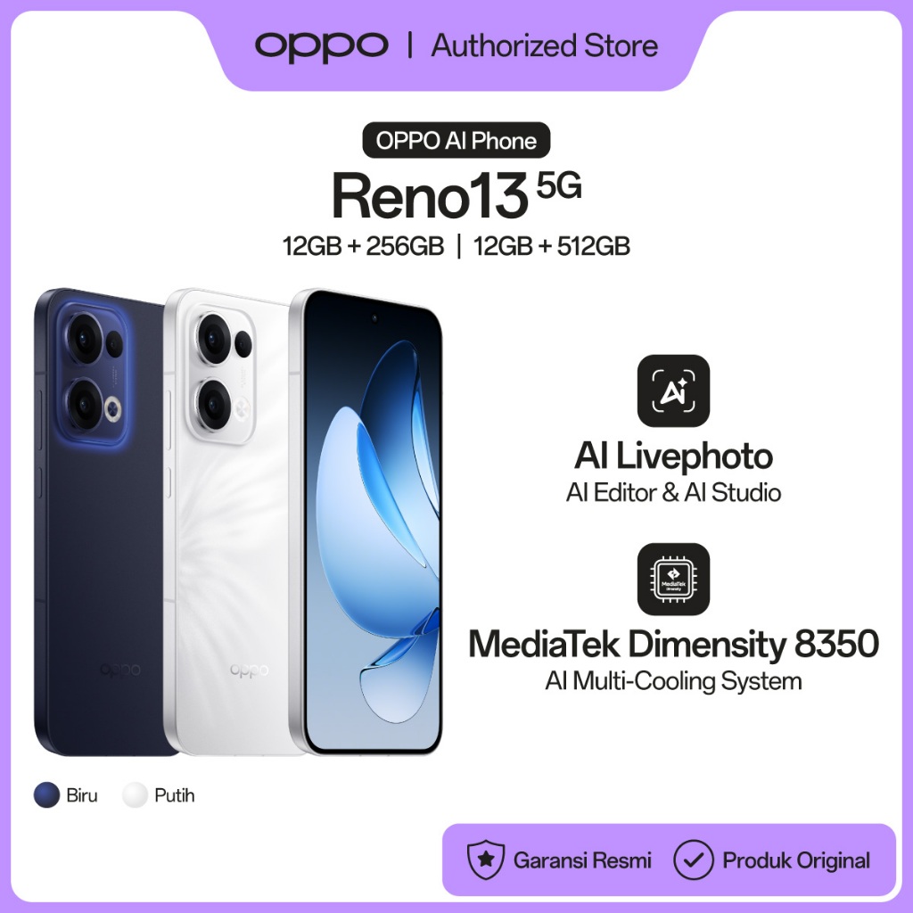 OPPO Reno13 5G 12/256GB [80W SUPERVOOC 5600mAh Battery, IP69 Water Resistance: Underwater Photography, AI Livephoto]