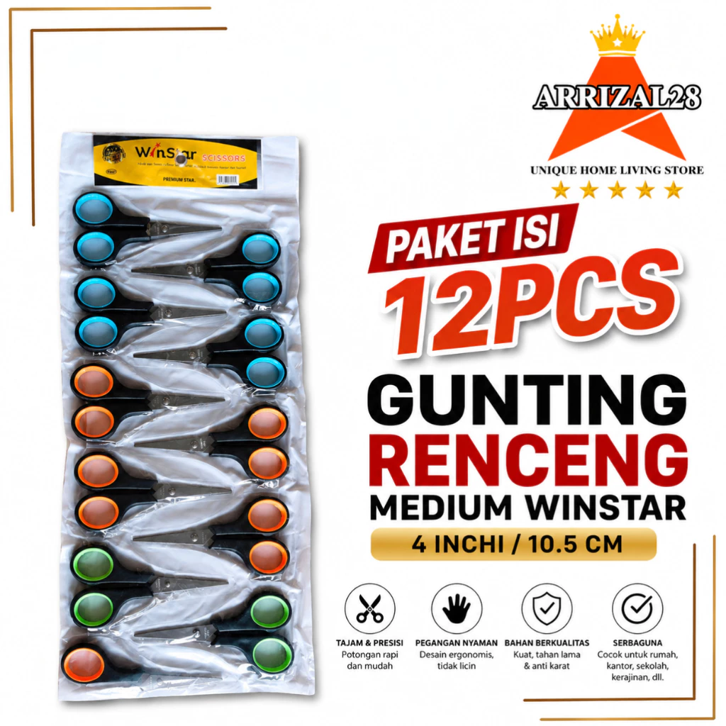 UKURAN 4 INCHI / PAKET ISI 12PCS GUNTING RENTENG MEDIUM WINSTAR