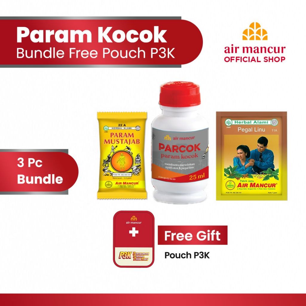 Jamu Serbuk Pegal Linu + Param Mustajab + Parcok 25ml FREE Pouch P3K