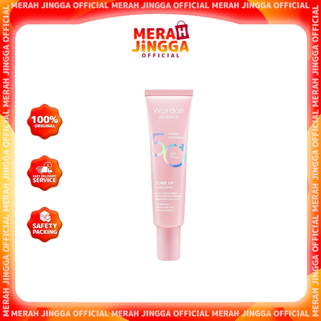 NEW! Wardah UV Shield Tone Up Sunscreen SPF 50+ PA+++ - Sunscreen Wajah / Merah Jingga Official