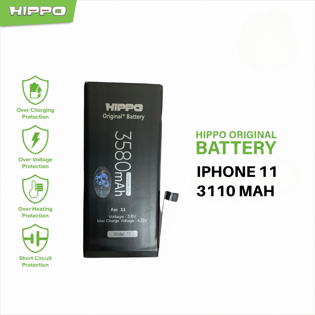 Hippo Baterai Baterry Batre IPhone 11 3110mAh Original Batere Premium Batu Batre Batrai Handphone Garansi Resmi