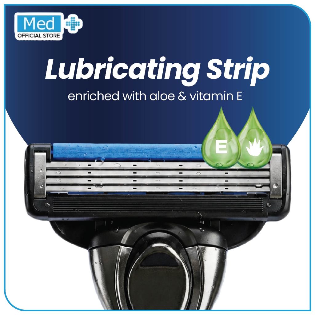 Med+ Disposable Shaver Pisau Cukur Pria 6 Cartridge + 1 Handle / Open-Flow Smooth Glide / Cukur Halus untuk Kulit Sensitif - Gambar 4