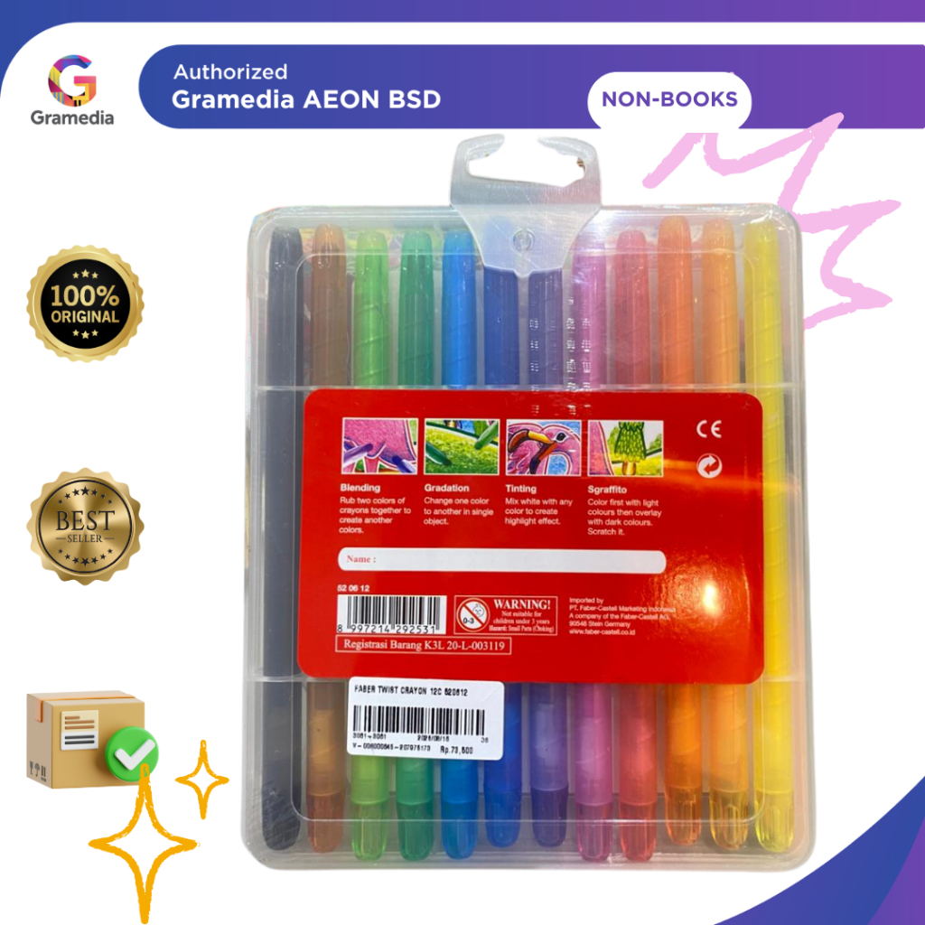 Faber Twist Crayon 12 Color - Gramedia AEON BSD - Gambar 2