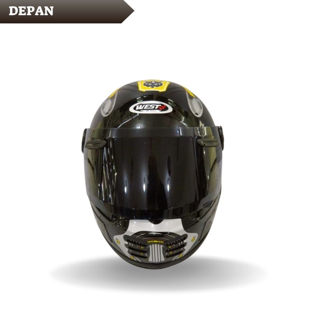 WEST Helm Anak Full Face ABS Hitam Keras All Size Visor Ventilasi Anak Laki-Laki - Gambar 4