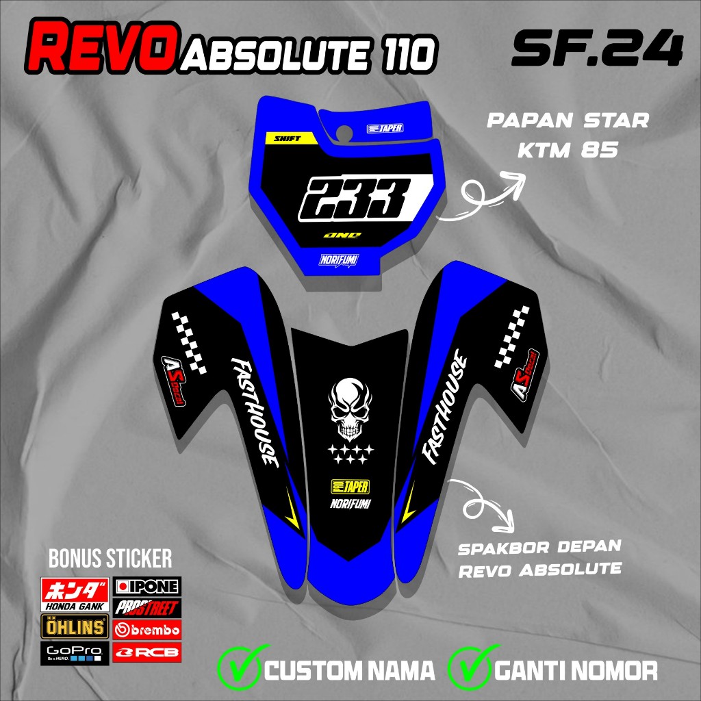 Sticker Number Plate and Fender REVO ABSOLUTE 110 thousand REVO BEBEK ...
