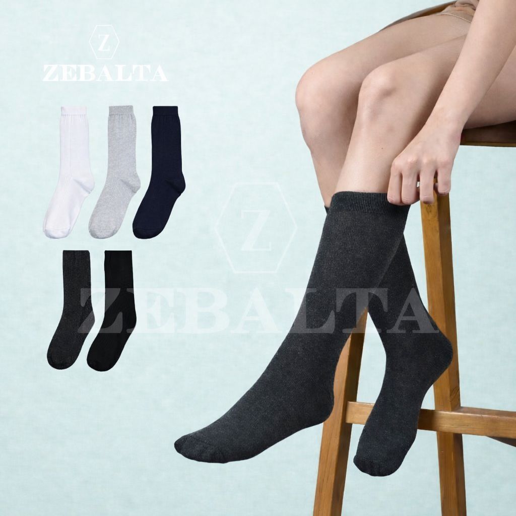 ZEBALTA - Kaos Kaki Pria Kantoran Polos Sebetis Unisex