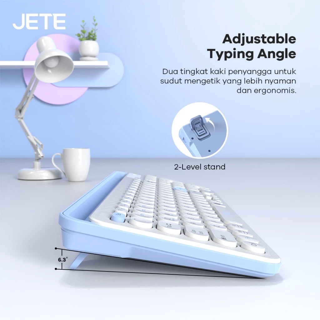 Keyboard Mouse JETE MKS201 Keyboard Wireless Mouse Tanpa Kabel 3200 DPI Bluetooth Mouse Keyboard PC Komputer Windows For iPhone iPad Android (RTL) - Gambar 4