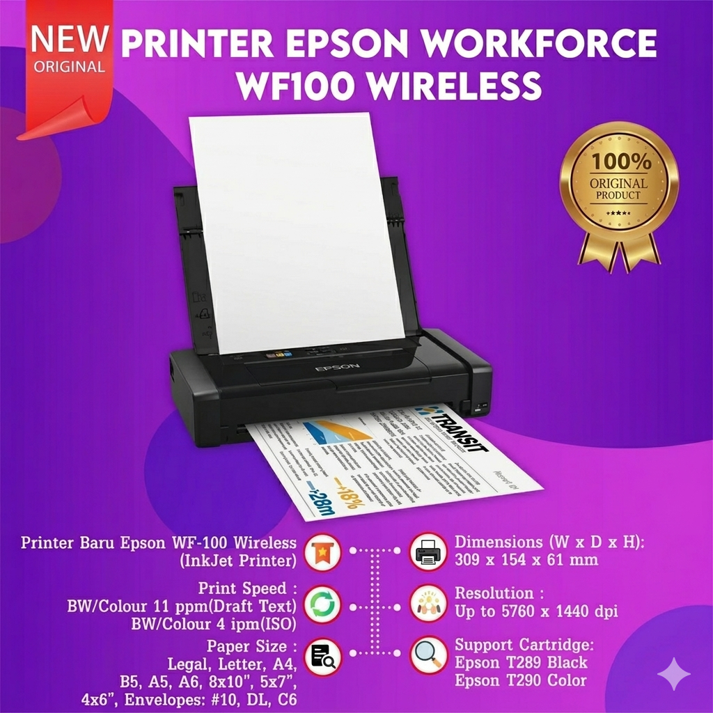 Printer Epson WF-100 Work Force Print Portable Wireless WiFi / Printer Scan L8050 L4360