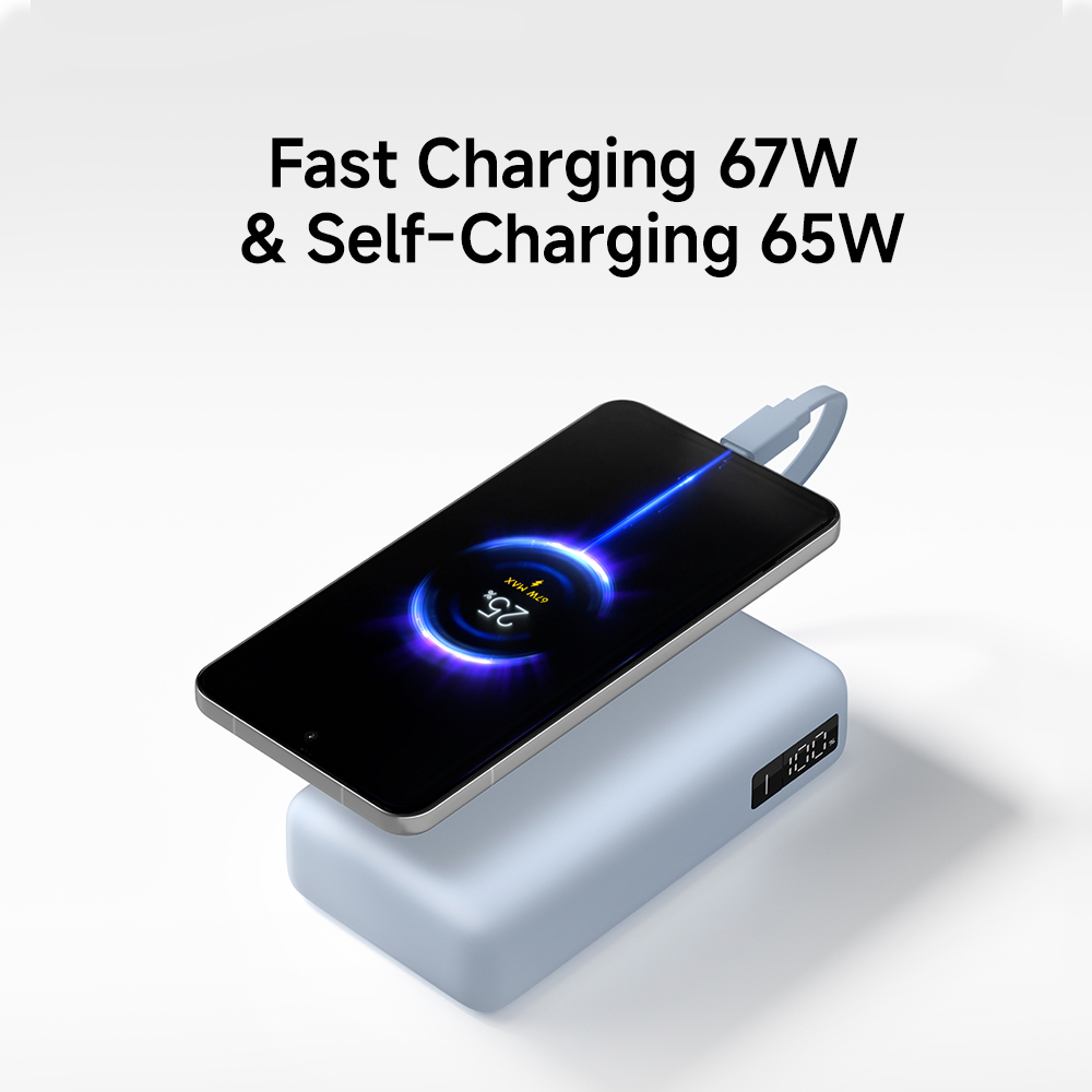 Xiaomi 67W Power Bank 20000mAh (Integrated Cable) / Fast Charging 67W &Self-Charging 65W / Layar Digital untuk Indikator Baterai Instan / Triple Port untuk Isi Multi Perangkat Sekaligus / [Xiaomi Official Store] - Gambar 2