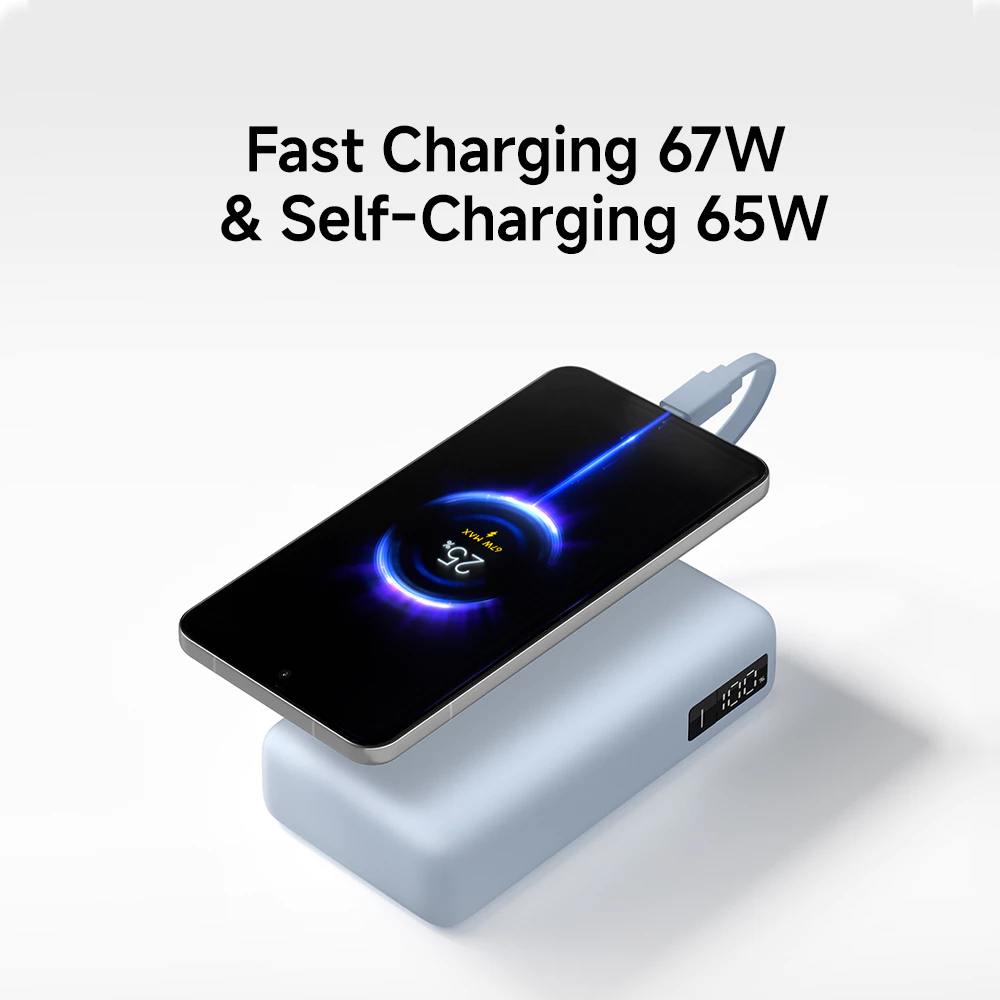 Xiaomi 67W Power Bank 20000mAh (Integrated Cable) / Fast Charging 67W &Self-Charging 65W / Layar Digital untuk Indikator Baterai Instan / Triple Port untuk Isi Multi Perangkat Sekaligus / [Xiaomi Official Store] - Gambar 2