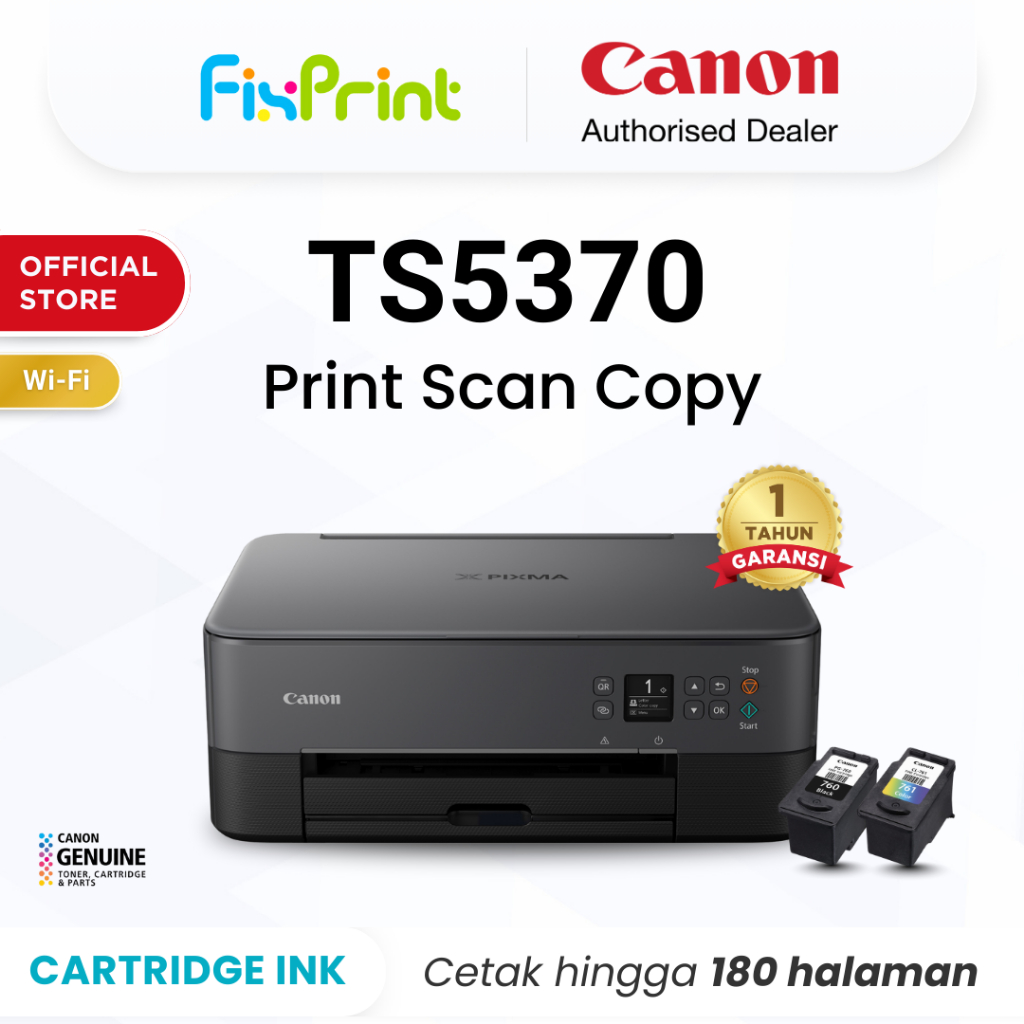 FixPrint Printer Canon TS5370A Hitam Black - Duplex Wifi All In One Print Scan Copy Wireless - Cetak Bolak Balik