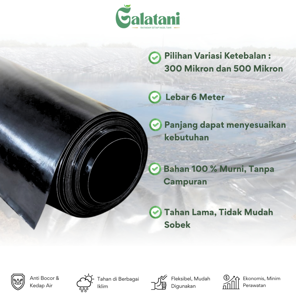 Plastik HDPE Geomembrane Lebar 6 Meter Tebal 300 Mikron 500 Mikron - Gambar 3