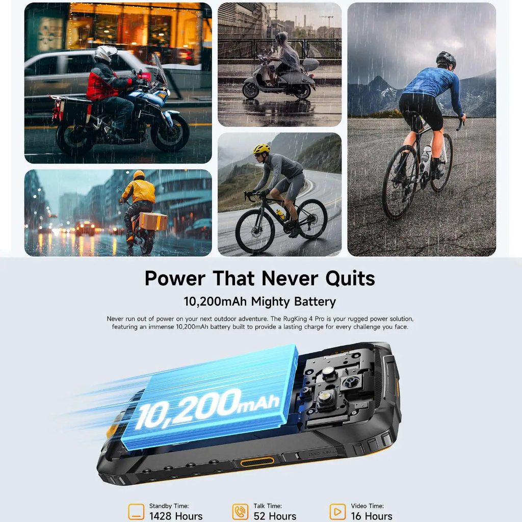 Ulefone RugKing 4 Pro 6.56''LCD IPS 120HZ Unisoc T7250 8GB 256GB 10200mAh 18W 48MP - Gambar 4