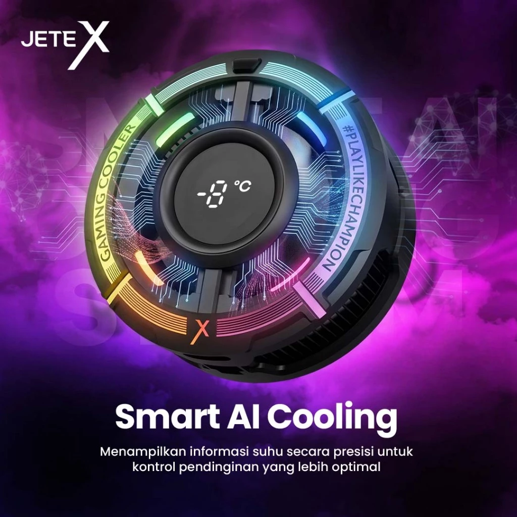 Pendingin HP JETE PX2 Magnetic dan Klip Cooling Peltier Gamepad Gaming Kipas Game Silent Anti Panas RGB Portable Radiator Fan Cooler with digital display - Gambar 2