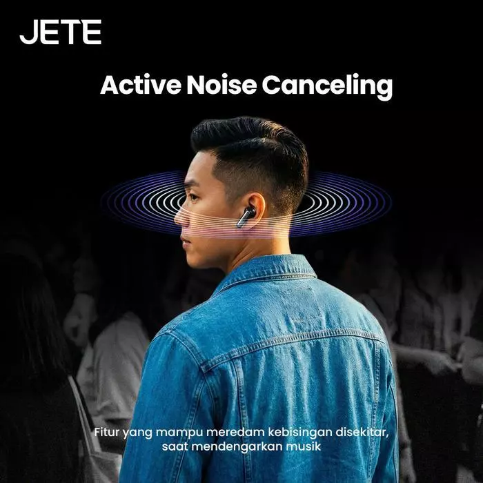TWS JETE TS2 Headset Bluetooth V5.4 ANC Noise Cancelling IPX4 Super Bass Wireless Earphone Gaming mode ENC 4 Mic Type C charging (RTL) - Gambar 3