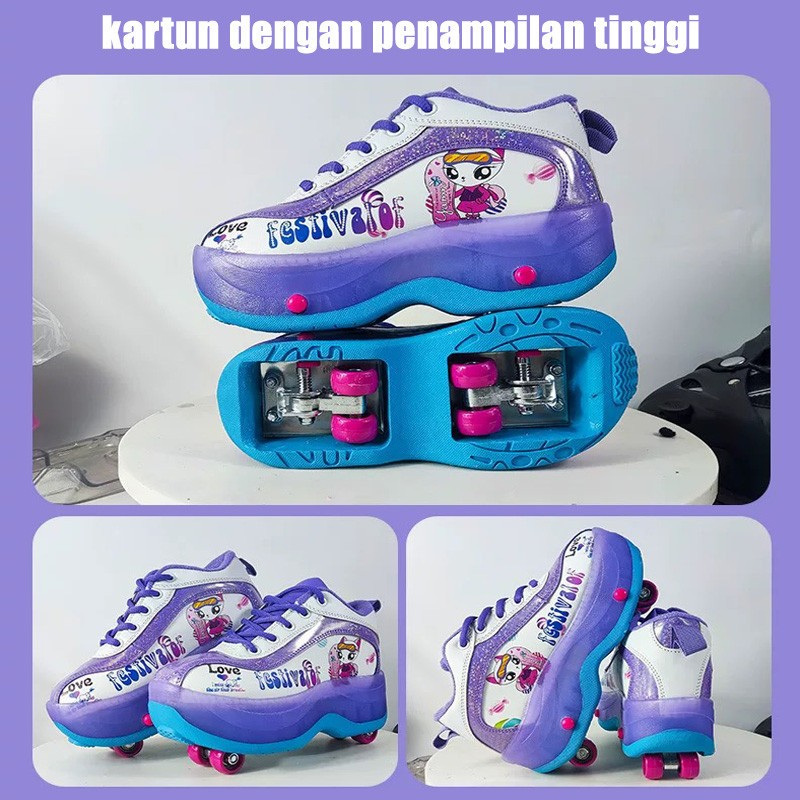 MATOUGUI-sepatu roda/sepatu roda anak Oxelo/Sepatu terbang terbaru untuk anak laki-laki dan perempuan/lampu kedip/tidak licin/anti goyang/lnline skate/star/ukuran dapat disesuaikan/pu/gaya bajaj/mode skateboard - Gambar 3