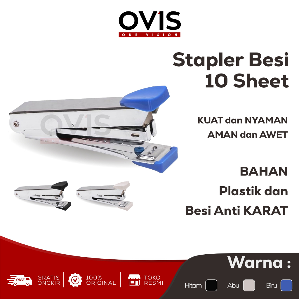 Stapler Staples Hekter Jepretan Jegrekan Besi Peralatan Kantor 10 Sheets Anti Karat