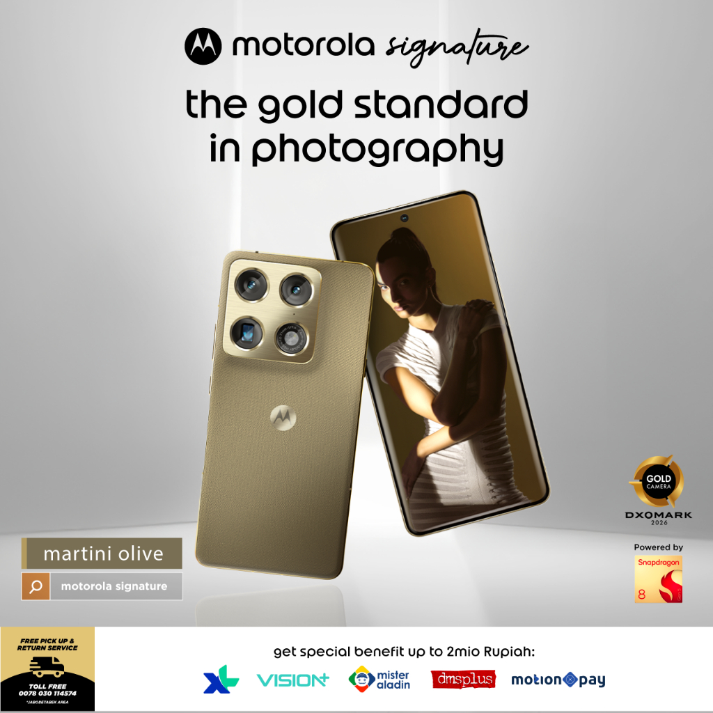 Motorola Signature - Snapdragon8 Gen5 - MotoAI - 6.99mm - 6.8" AMOLED 165Hz - Sound by BOSE - Sony LYT828 OIS Rear (GOLD DxOMark) + LYT600 100xZoom + 50MP LYT500 Selfie - 5200mAh Si/C 90Wwired/50W WLC - Gambar 2