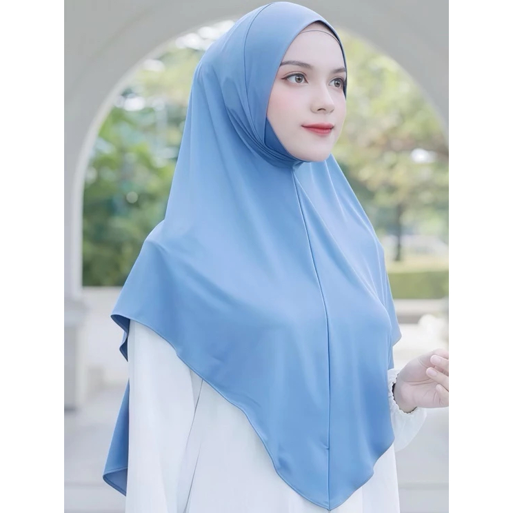 Hijab Dagu Malaysia Soft Ped Bahan Jersey Premium Label Akrilik Warna Emas Jilbab Hijab Bergo Instan - Gambar 4