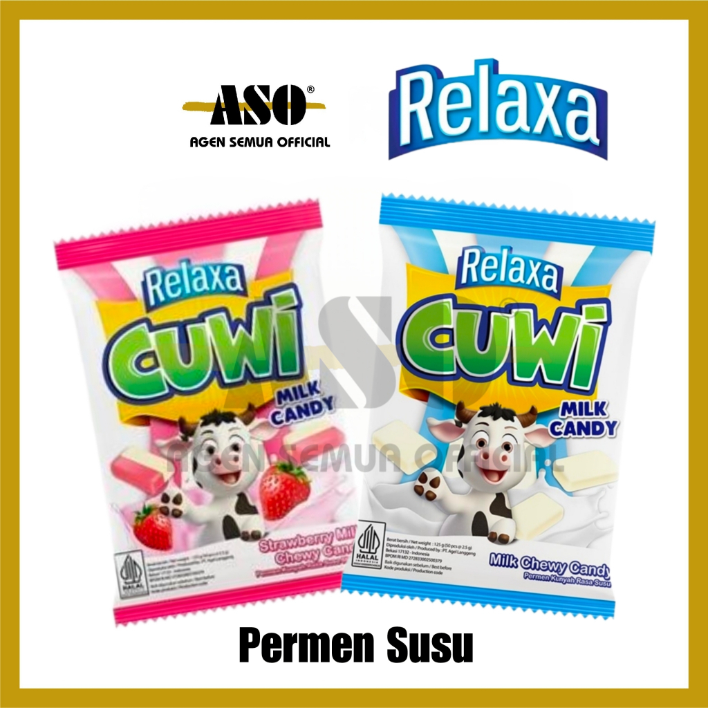 Relaxa CUWI Permen Cuwi Susu Milk Candy Strawberry isi 50 pcs PROMO !!!