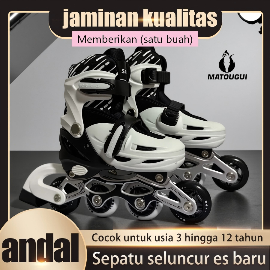 MATOUGUI sepatu roda/sepatu roda Oxelo/- sepatu roda anak laki laki/lampu kedip/tidak licin/anti goyang/lnline skate/star/ukuran dapat disesuaikan/pu/gaya bajaj/mode skateboard - Gambar 3