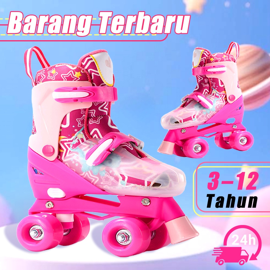 MTG-sepatu roda/sepatu roda anak lampu kedip/tidak licin/anti goyang/lnline skate/star/ukuran dapat disesuaikan/pu/gaya bajaj/mode skateboard - Gambar 4