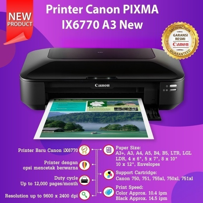 FixPrint Printer A3 Canon PIXMA IX6770 IX6870 Cartridge Original CLI751 PGI750 New Printer Garansi