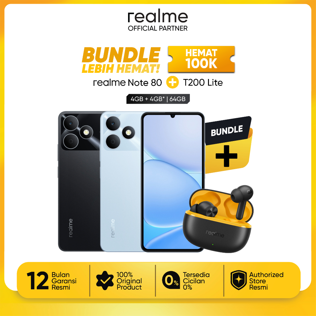 [BUNDLING] realme Note 80 4GB/64GB+ T200 Lite TWS