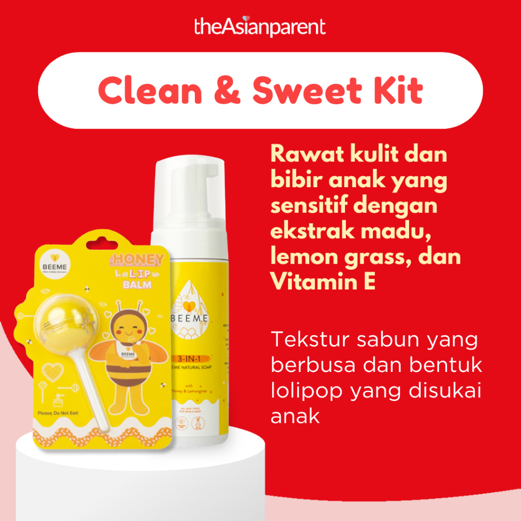 BEEME Sabun Mandi Bayi Natural Soap Baby 3 in 1 + Honey Lollipop Balm Pelembab Bibir Bayi - Clean & Sweet Kit