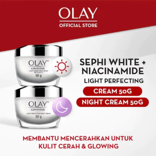 [LIVE EXCLUSIVE] Olay Set Luminos Day Cream + White Radiance Night Cream Niacinamide Skincare Antiaging 50Gr + Regenerist Revitalizing Niacinamide Face Wash Cleanser Antiaging 100g - Gambar 2