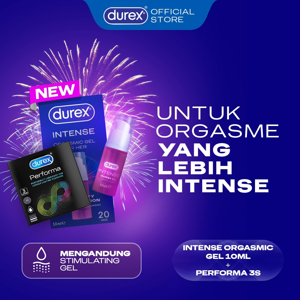 Durex Intense Gel 10ml - Gel orgasm wanita bukan pelumas atau lubricant & Durex Performa Kondom Tahan Lama - Kondom Aman Pria 3s